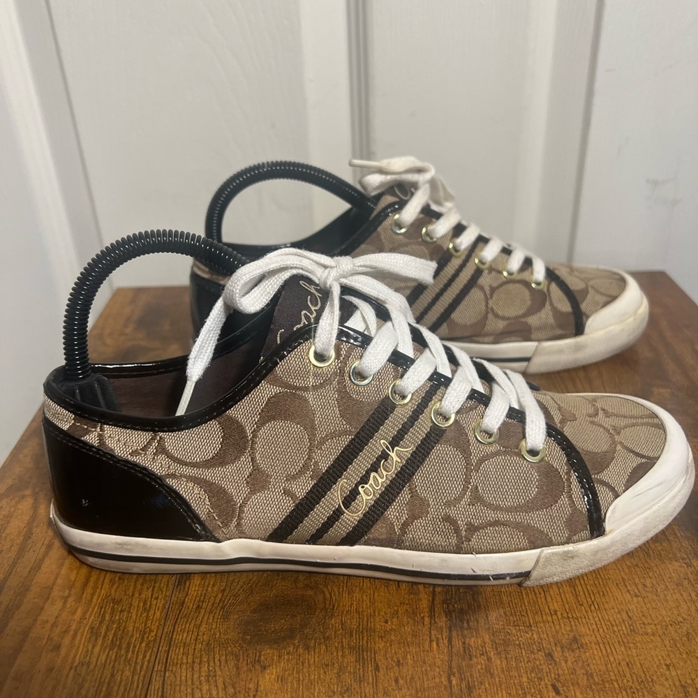 Coach Tan and Black Canvas Folly Sneakers size 9.5 - light wear